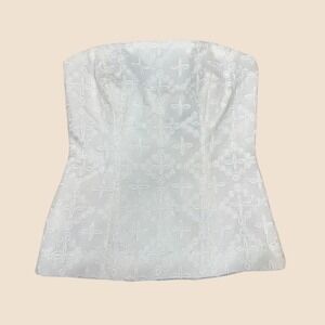 TY-LR White Eyelet Lace Strapless Corset Tube Top Size Small Sample